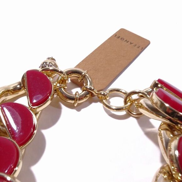 Lee Angel Curb Enamel and Brass Bracelet 7 1/2"L  RED NWT 220 - Picture 14 of 15